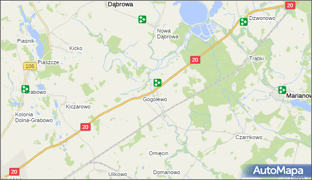 mapa Dalewo gmina Marianowo, Dalewo gmina Marianowo na mapie Targeo