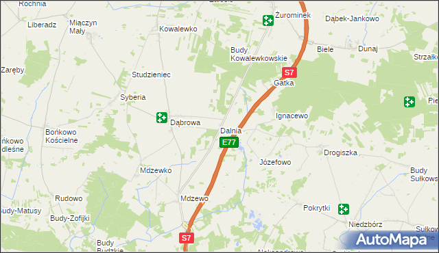 mapa Dalnia gmina Strzegowo, Dalnia gmina Strzegowo na mapie Targeo