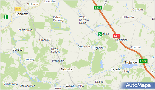 mapa Damianów, Damianów na mapie Targeo