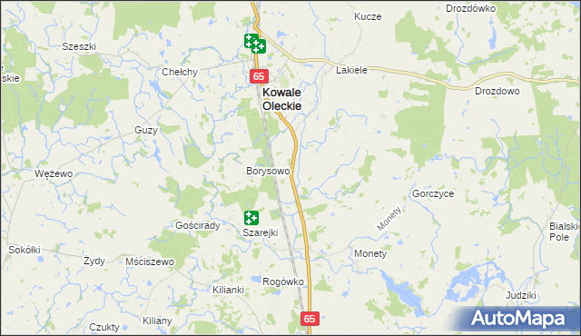 mapa Daniele gmina Kowale Oleckie, Daniele gmina Kowale Oleckie na mapie Targeo