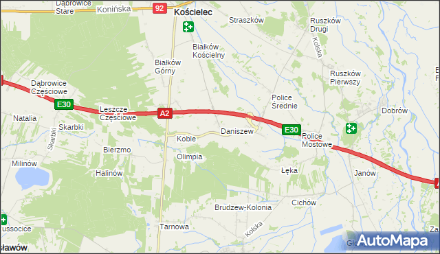 mapa Daniszew, Daniszew na mapie Targeo