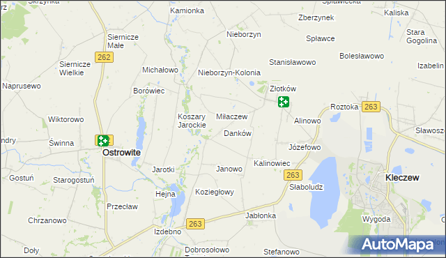 mapa Danków gmina Kleczew, Danków gmina Kleczew na mapie Targeo