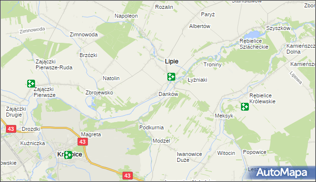 mapa Danków gmina Lipie, Danków gmina Lipie na mapie Targeo