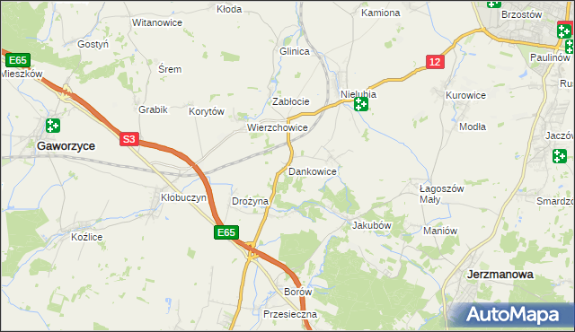mapa Dankowice gmina Żukowice, Dankowice gmina Żukowice na mapie Targeo