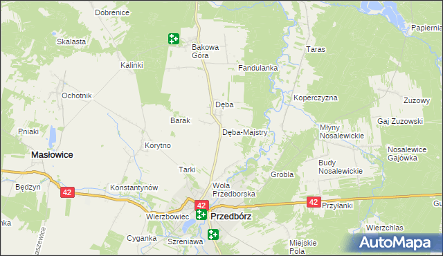 mapa Dęba-Majstry, Dęba-Majstry na mapie Targeo