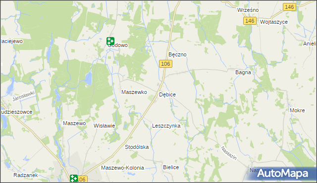 mapa Dębice gmina Maszewo, Dębice gmina Maszewo na mapie Targeo
