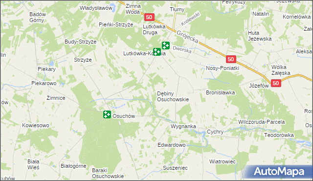 mapa Dębiny Osuchowskie, Dębiny Osuchowskie na mapie Targeo