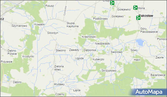 mapa Dębionka gmina Pakosław, Dębionka gmina Pakosław na mapie Targeo