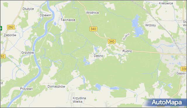 mapa Dębno gmina Wołów, Dębno gmina Wołów na mapie Targeo
