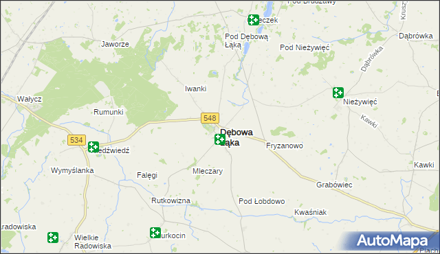 mapa Dębowa Łąka, Dębowa Łąka na mapie Targeo