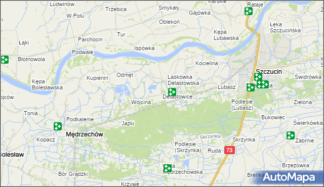 mapa Delastowice, Delastowice na mapie Targeo