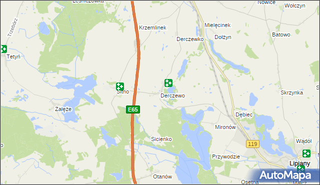 mapa Derczewo, Derczewo na mapie Targeo