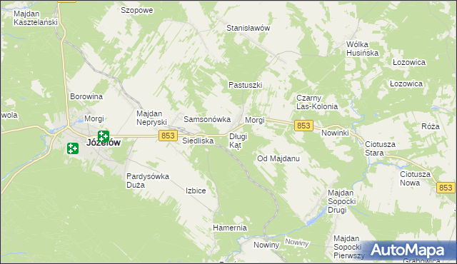 mapa Długi Kąt gmina Józefów, Długi Kąt gmina Józefów na mapie Targeo