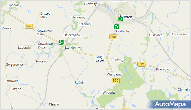 mapa Długi Lasek, Długi Lasek na mapie Targeo