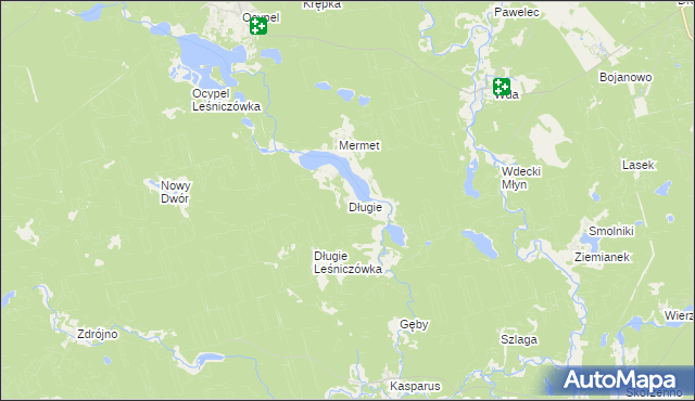 mapa Długie gmina Osieczna, Długie gmina Osieczna na mapie Targeo