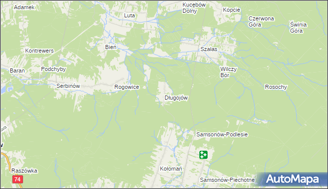 mapa Długojów, Długojów na mapie Targeo