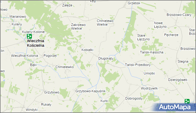 mapa Długokąty gmina Wieczfnia Kościelna, Długokąty gmina Wieczfnia Kościelna na mapie Targeo