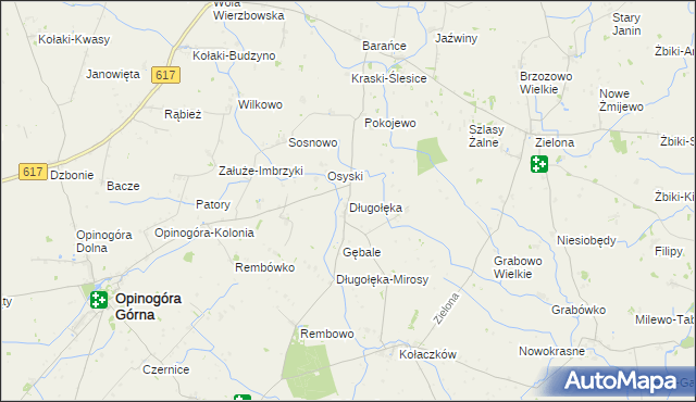 mapa Długołęka gmina Opinogóra Górna, Długołęka gmina Opinogóra Górna na mapie Targeo