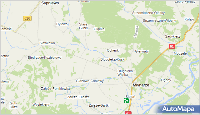 mapa Długołęka-Koski, Długołęka-Koski na mapie Targeo