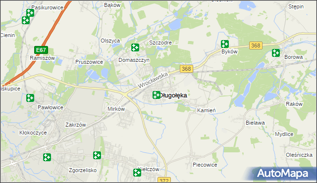 mapa Długołęka powiat wrocławski, Długołęka powiat wrocławski na mapie Targeo