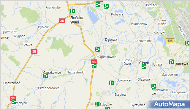 mapa Długomiłowice, Długomiłowice na mapie Targeo