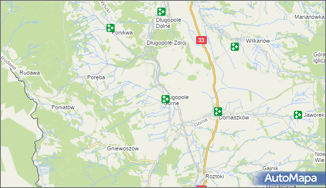 mapa Długopole Górne, Długopole Górne na mapie Targeo