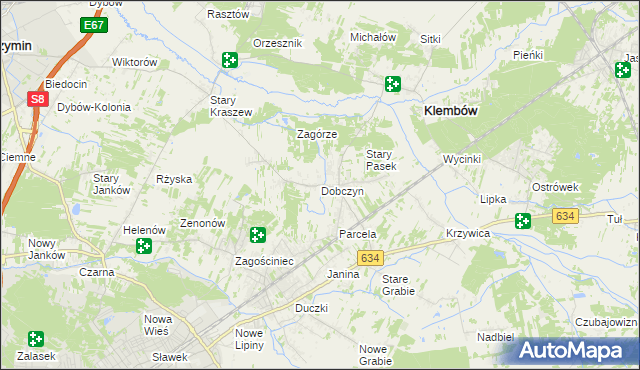 mapa Dobczyn gmina Klembów, Dobczyn gmina Klembów na mapie Targeo