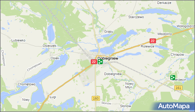 mapa Dobiegniew powiat strzelecko-drezdenecki, Dobiegniew powiat strzelecko-drezdenecki na mapie Targeo