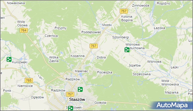 mapa Dobra gmina Staszów, Dobra gmina Staszów na mapie Targeo