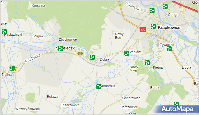 mapa Dobra gmina Strzeleczki, Dobra gmina Strzeleczki na mapie Targeo