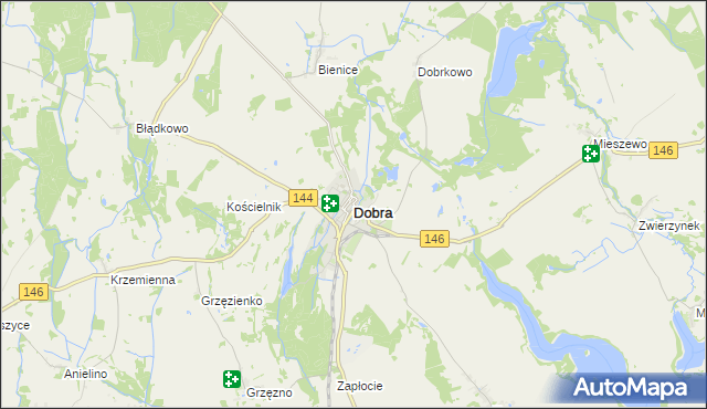 mapa Dobra powiat łobeski, Dobra powiat łobeski na mapie Targeo