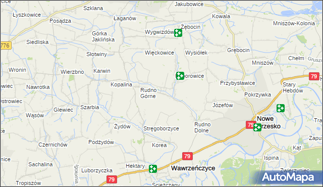 mapa Dobranowice gmina Igołomia-Wawrzeńczyce, Dobranowice gmina Igołomia-Wawrzeńczyce na mapie Targeo