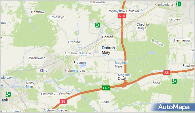 mapa Dobroń Duży, Dobroń Duży na mapie Targeo
