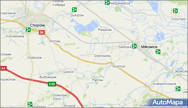 mapa Dobroszów gmina Chojnów, Dobroszów gmina Chojnów na mapie Targeo