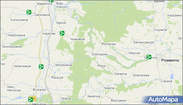 mapa Dobroszów gmina Przeworno, Dobroszów gmina Przeworno na mapie Targeo