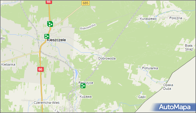 mapa Dobrowoda gmina Kleszczele, Dobrowoda gmina Kleszczele na mapie Targeo