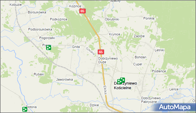 mapa Dobrzyniewo Duże, Dobrzyniewo Duże na mapie Targeo