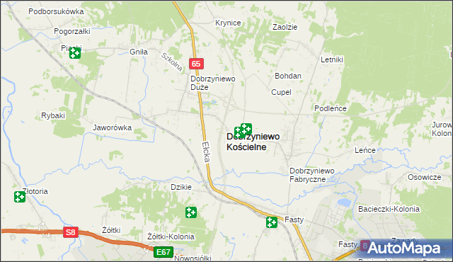 mapa Dobrzyniewo Kościelne, Dobrzyniewo Kościelne na mapie Targeo