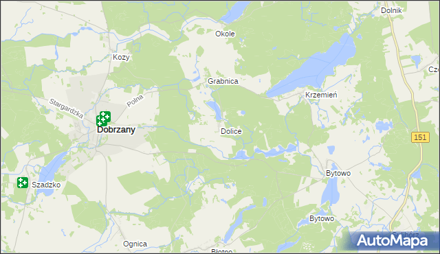 mapa Dolice gmina Dobrzany, Dolice gmina Dobrzany na mapie Targeo
