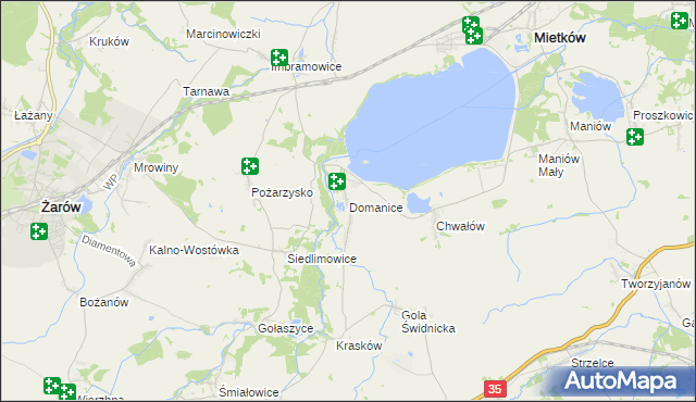 mapa Domanice gmina Mietków, Domanice gmina Mietków na mapie Targeo