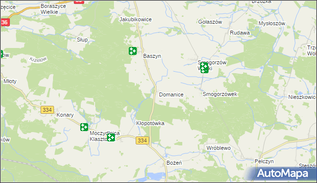 mapa Domanice gmina Wińsko, Domanice gmina Wińsko na mapie Targeo