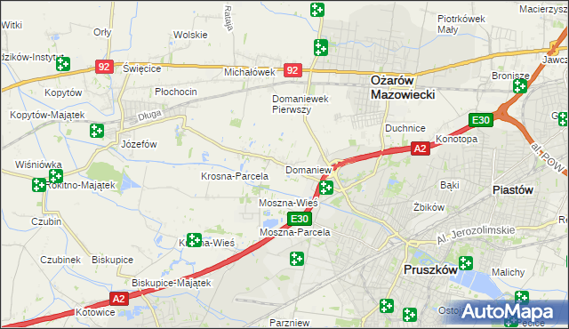 mapa Domaniew gmina Brwinów, Domaniew gmina Brwinów na mapie Targeo