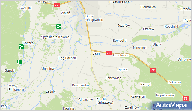 mapa Dominikowice gmina Poddębice, Dominikowice gmina Poddębice na mapie Targeo