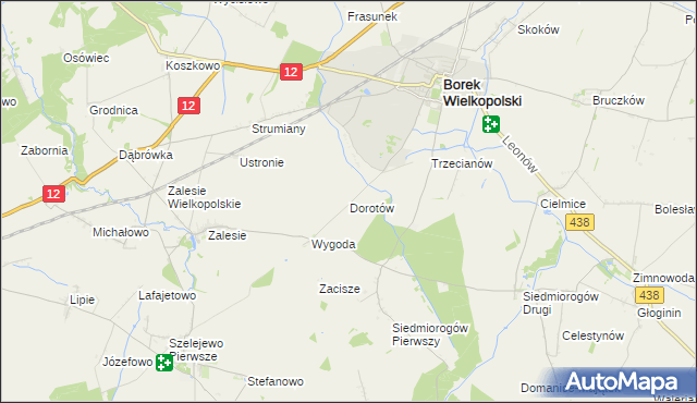 mapa Dorotów gmina Borek Wielkopolski, Dorotów gmina Borek Wielkopolski na mapie Targeo