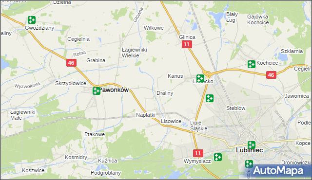 mapa Draliny, Draliny na mapie Targeo