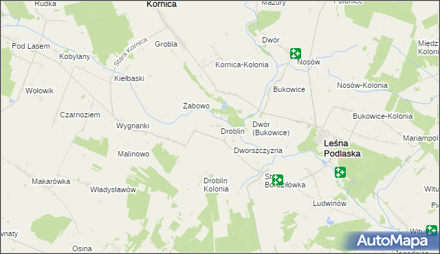 mapa Droblin gmina Leśna Podlaska, Droblin gmina Leśna Podlaska na mapie Targeo