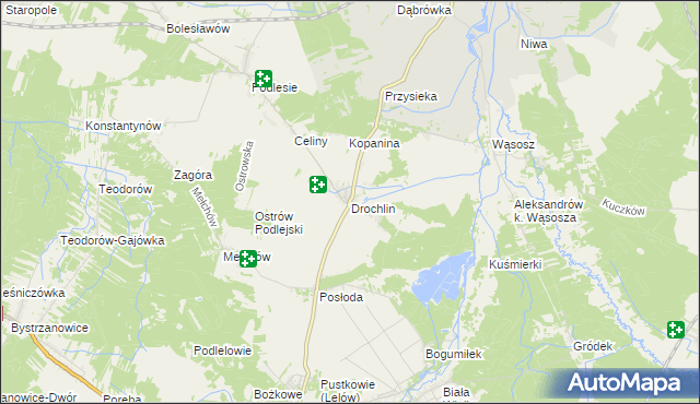 mapa Drochlin gmina Lelów, Drochlin gmina Lelów na mapie Targeo