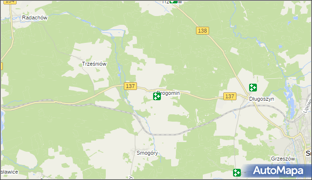 mapa Drogomin gmina Sulęcin, Drogomin gmina Sulęcin na mapie Targeo