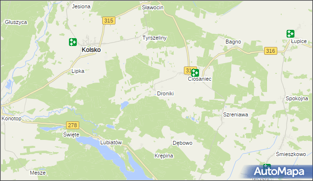 mapa Droniki, Droniki na mapie Targeo