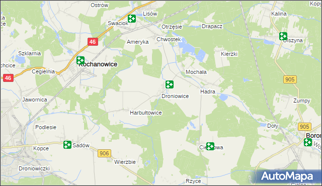 mapa Droniowice, Droniowice na mapie Targeo